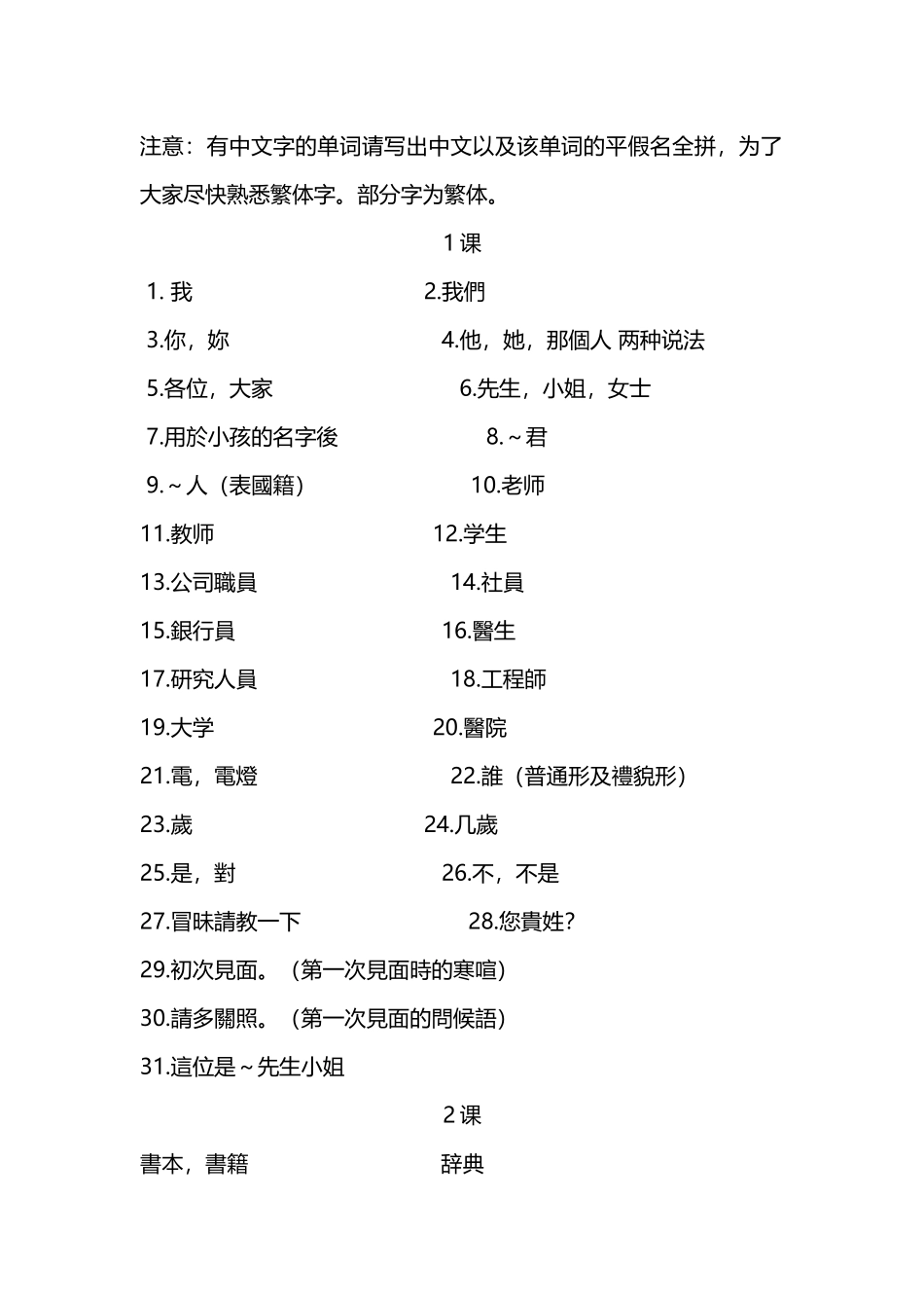大家的日语1-5课单词_第1页