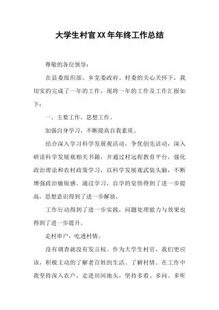 大学生村官XX年年终工作总结