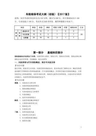 大地财险车险核保考试大纲【初级】