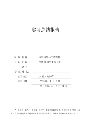 大学生政府实习总结报告