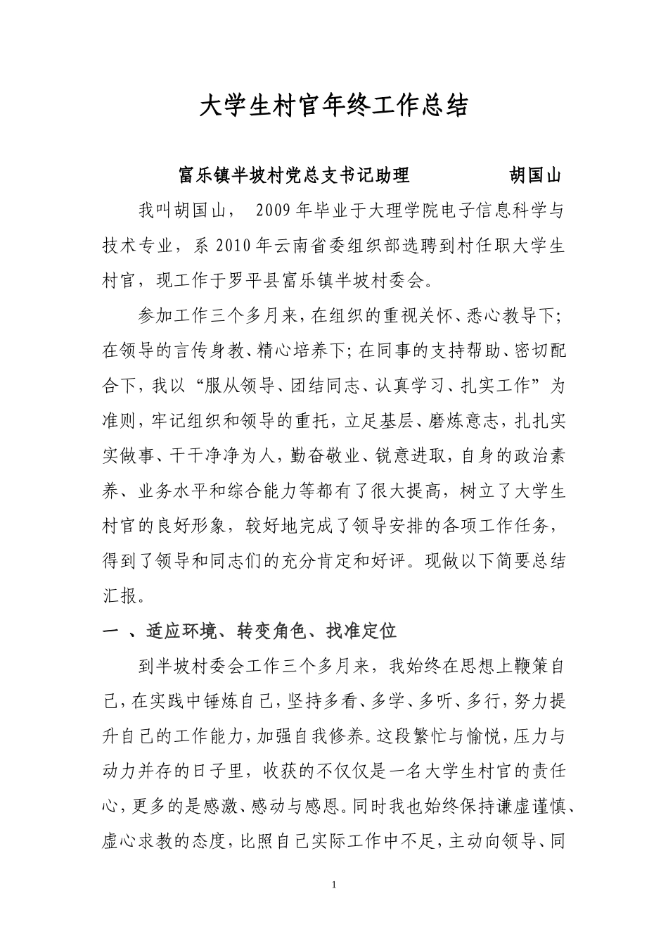 大学生村官年终工作总结_第1页