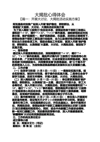 大揭批心得体会