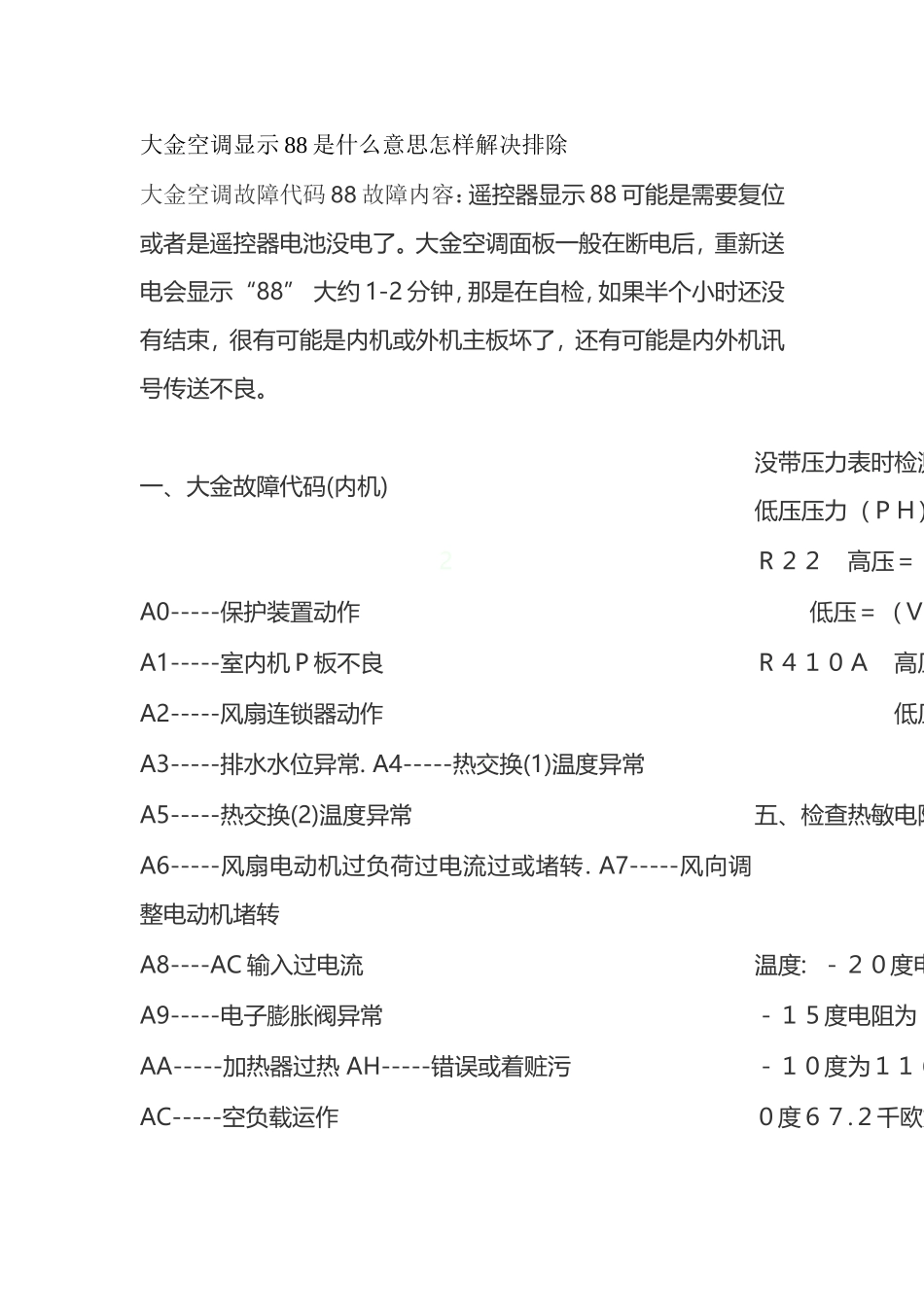 大金空调显示88是什么意思故障怎样解决排除_第1页