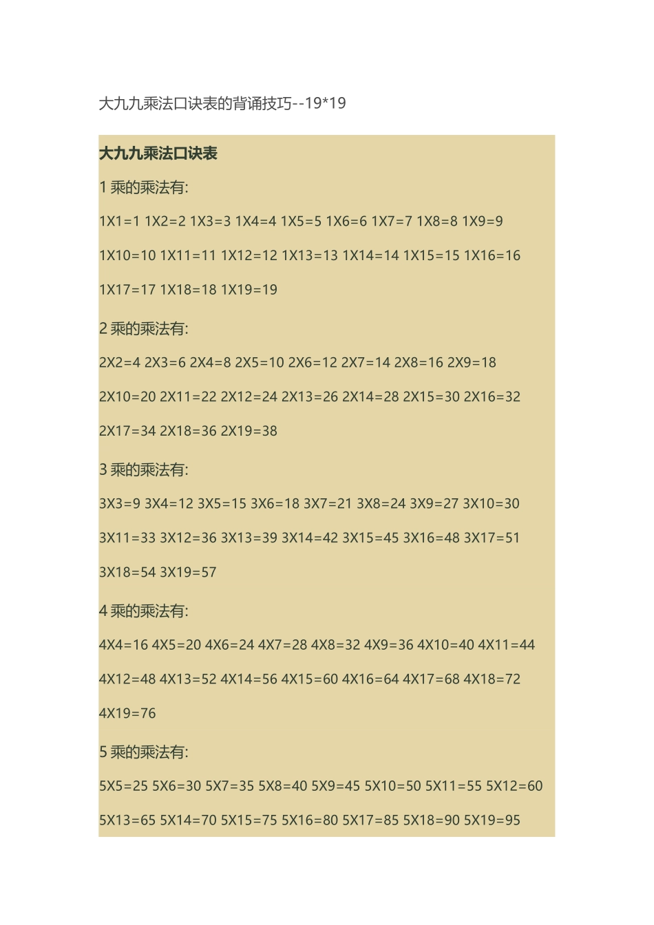 大九九乘法口诀表的背诵技巧_第1页