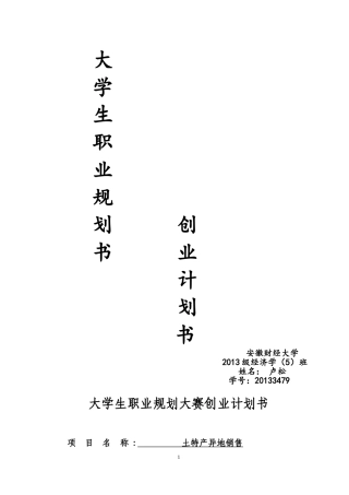 大学生职业生涯规划大赛创业计划书