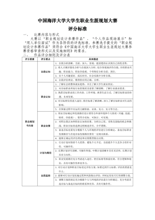 大学生职业生涯规划大赛评分标准