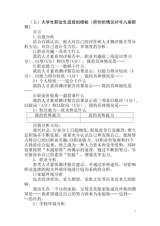 大学生职业生涯规划模板