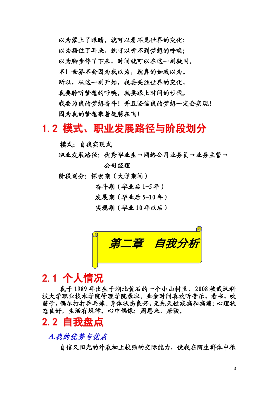 大学生职业生涯规划设计大赛--获奖作品_第3页