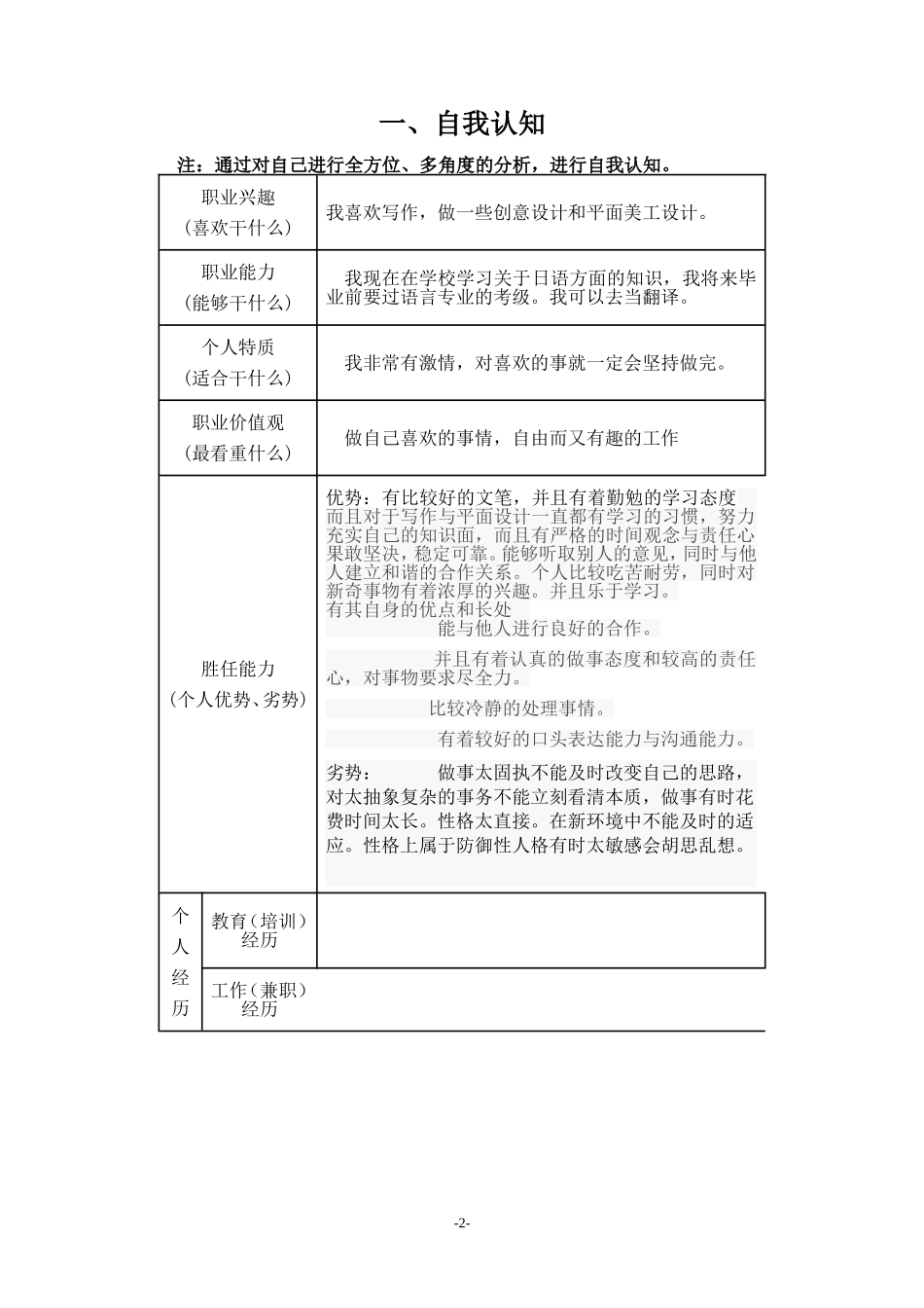 大学生职业生涯规划书(标准格式)_第2页