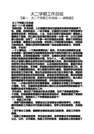 大二学期工作总结