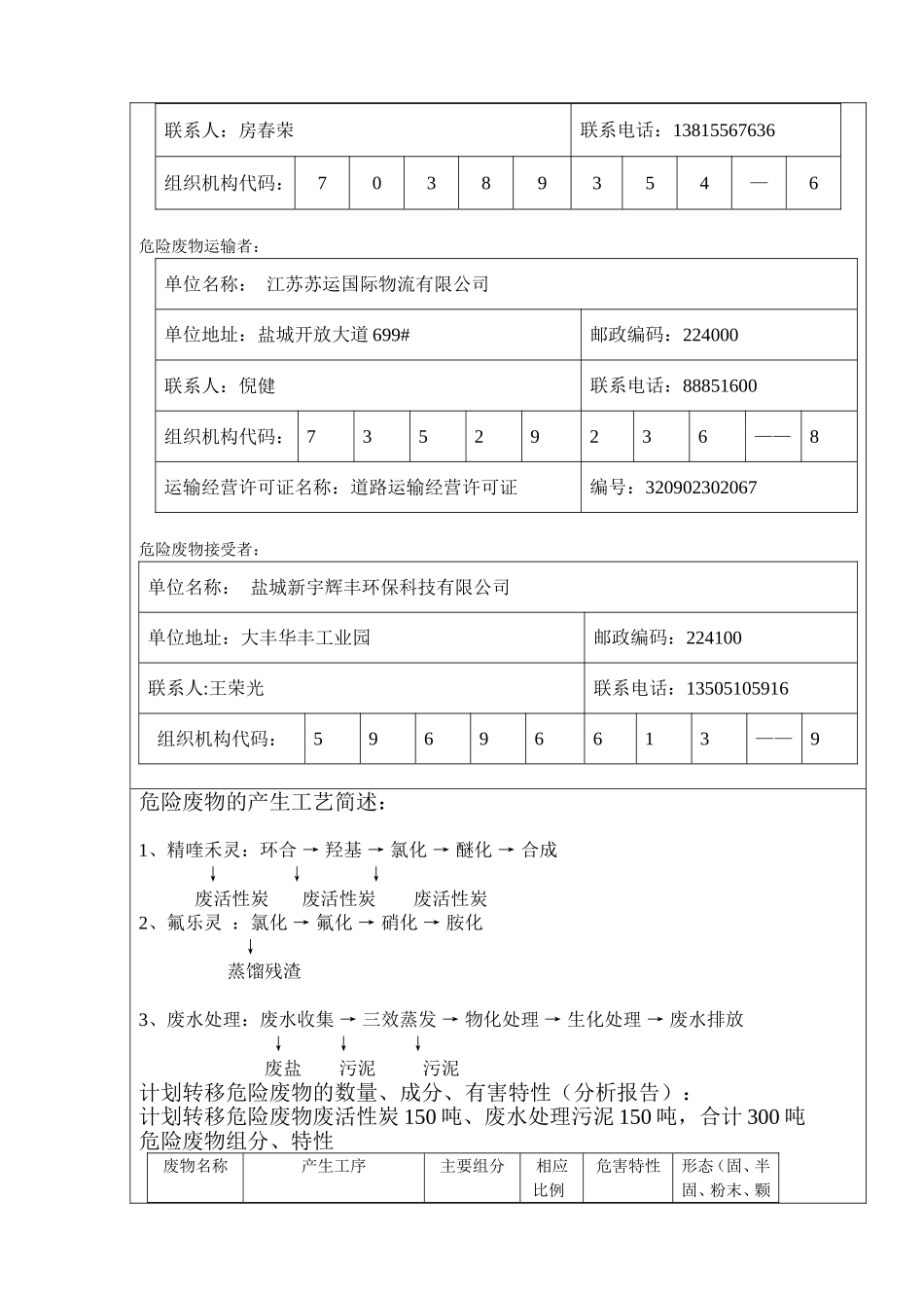 大丰环保格式---江苏省危险废物交换转移实施方案(模板)[1]_第2页