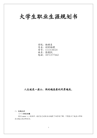 大学生职业生涯规划书张晓凯