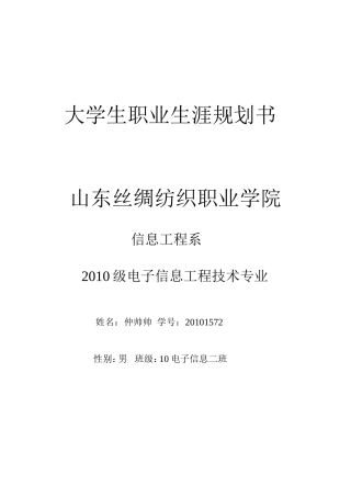 大学生职业生涯规划书仲帅帅
