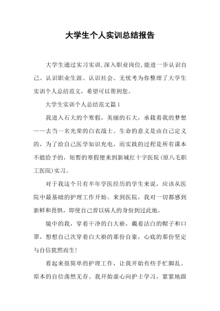 大学生个人实训总结报告