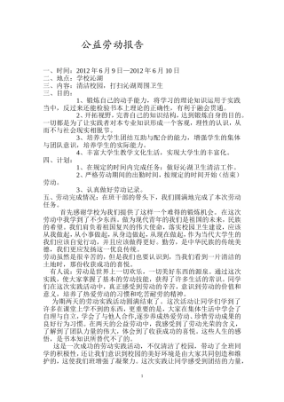 大学生公益劳动实习报告