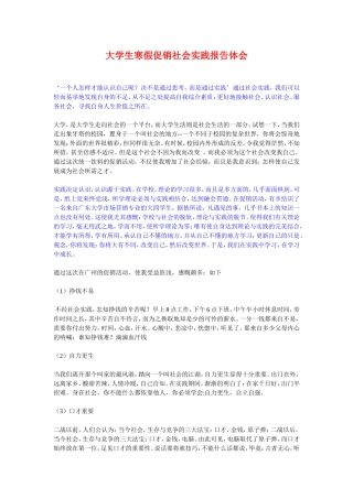 大学生寒假促销社会实践报告体会