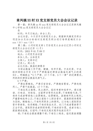 2024年章凤镇村党支部党员大会会议记录