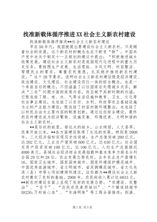 2024年找准新载体循序推进社会主义新农村建设