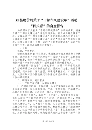2024年县物价局关于干部作风建设年活动回头看的自查报告