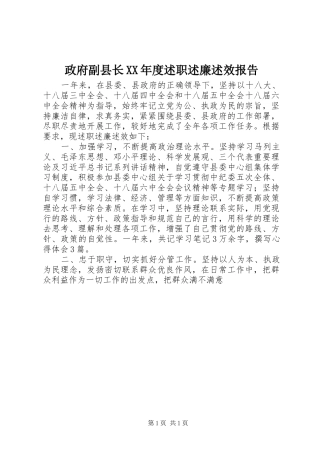 2024年政府副县长年度述职述廉述效报告