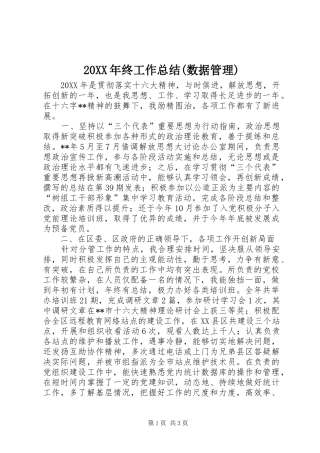 2024年终工作总结数据管理
