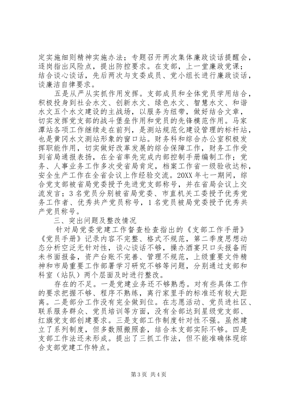 2024年综合党支部书记述职报告_第3页