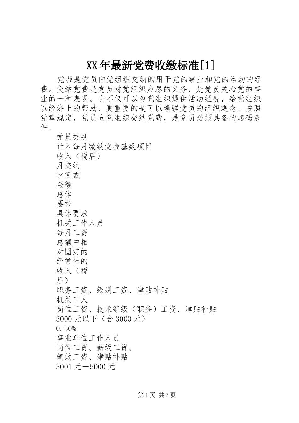 2024年最新党费收缴标准_第1页
