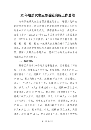 2024年地质灾害应急避险演练工作总结