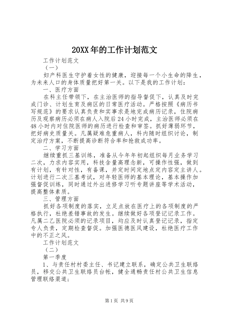 2024年的工作计划范文_第1页