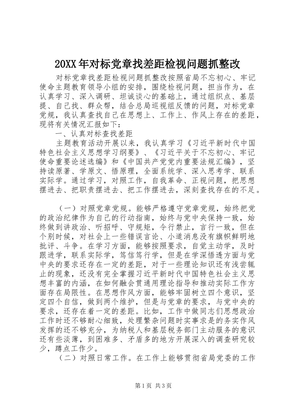 2024年对标党章找差距检视问题抓整改_第1页
