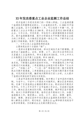 2024年发改委重点工业企业监测工作总结