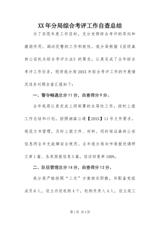 2024年分局综合考评工作自查总结