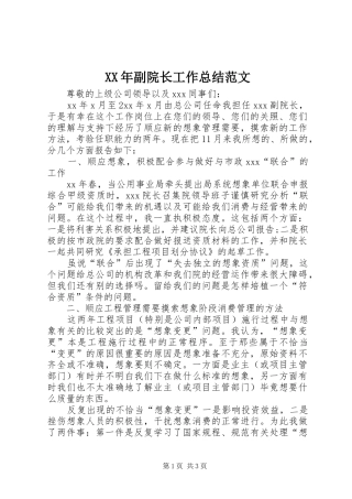 2024年副院长工作总结范文