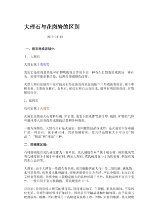 大理石与花岗岩的区别