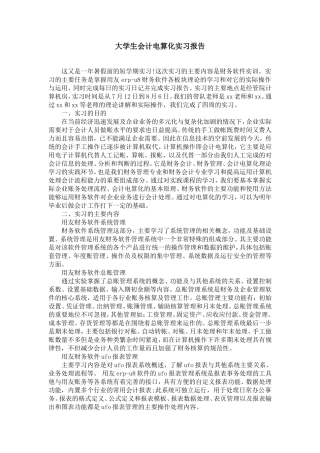 大学生会计电算化实习报告【精选】
