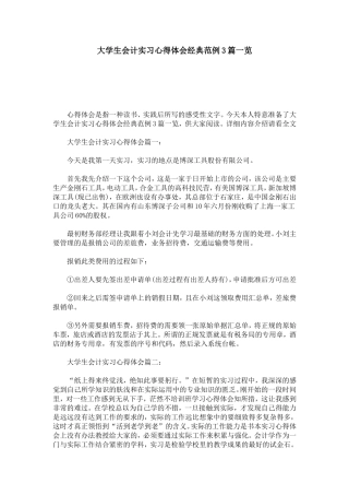 大学生会计实习心得体会经典范例3篇一览-心得体会模板