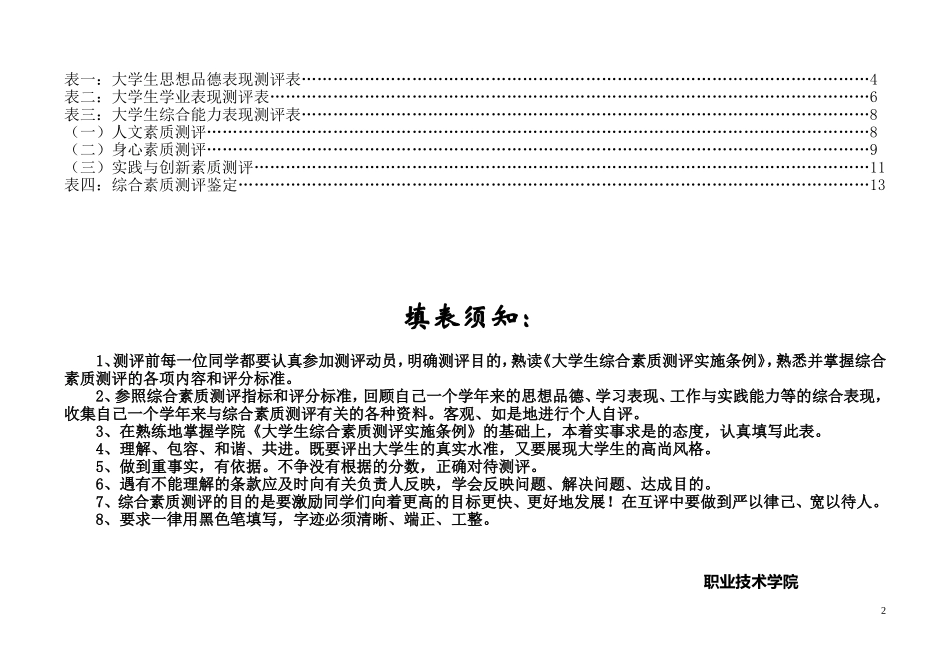大学生综合素质学年度测评表_第2页