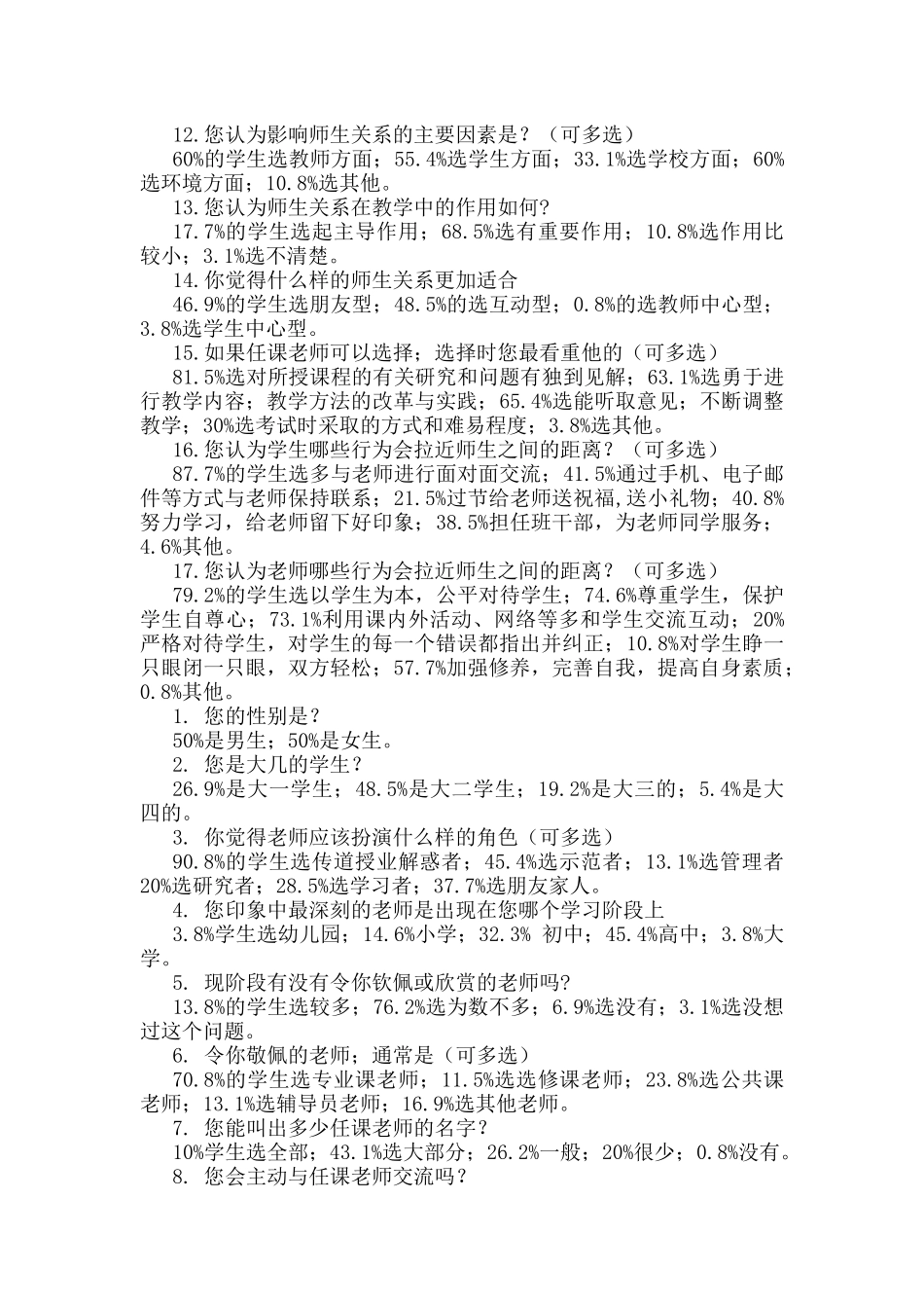 大学师生关系现状的调查报告_第2页