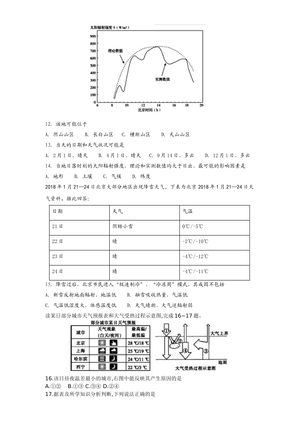 大气的受热过程(基础题)_第3页