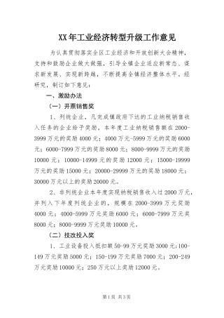 2024年工业经济转型升级工作意见