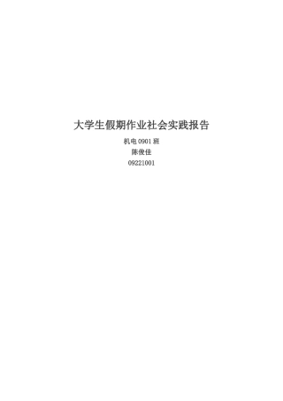 大学生假期作业社会实践报告