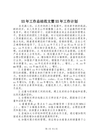 2024年工作总结范文暨工作计划