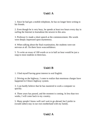 大学体验英语第一册翻译题答案