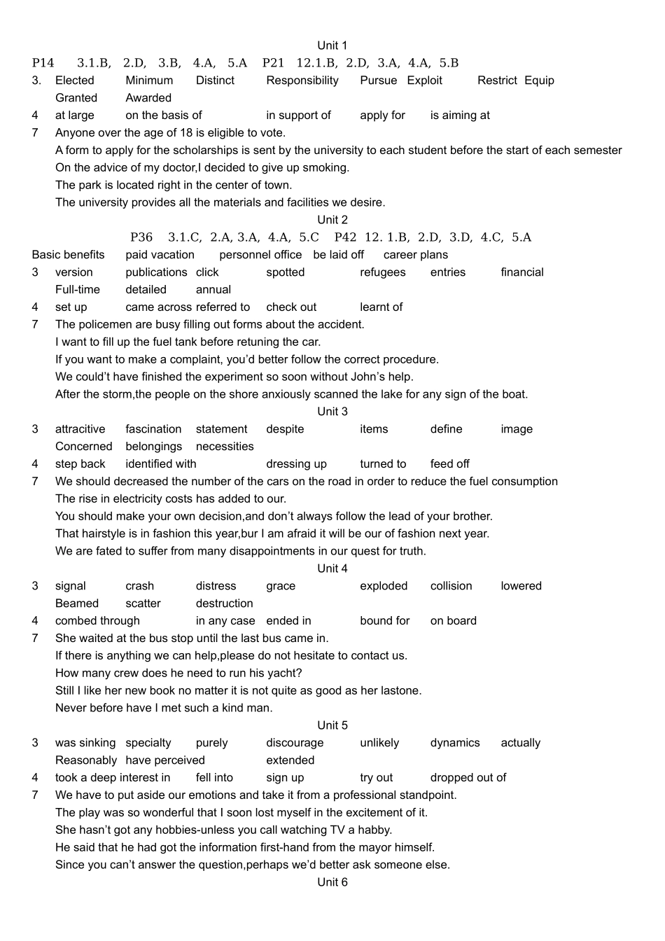 大学体验英语综合教程2第三版课后答案及句子翻译_第1页