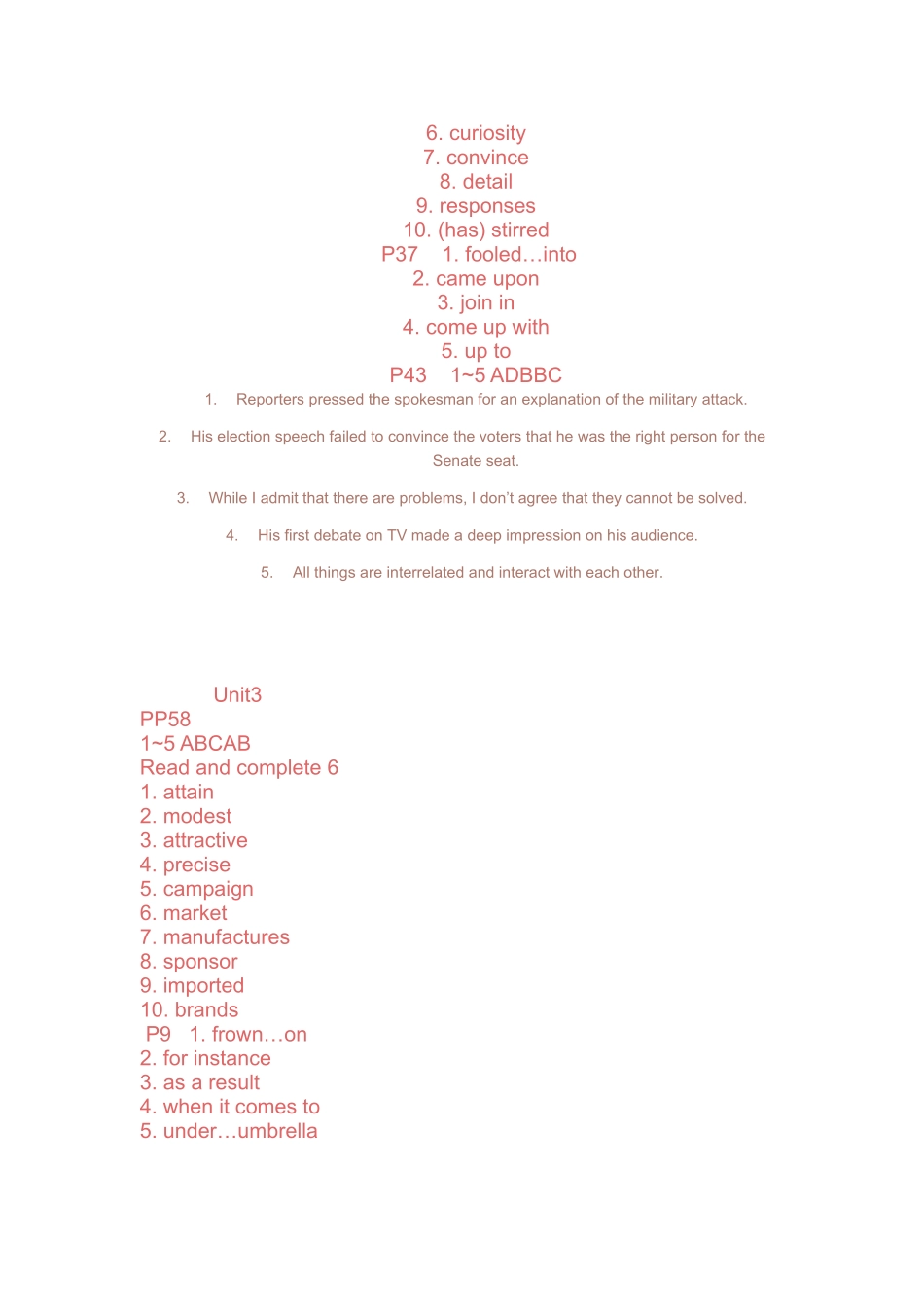 大学体验英语综合教程3课后答案加课后翻译题_第2页