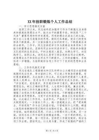 2024年挂职锻炼个人工作总结