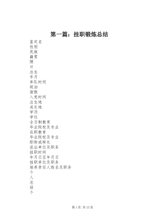 2024年挂职锻炼总结