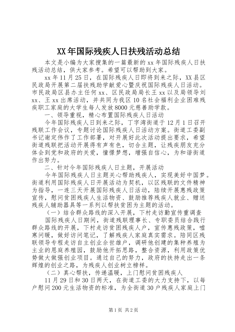 2024年国际残疾人日扶残活动总结_第1页