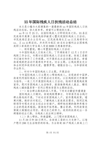 2024年国际残疾人日扶残活动总结