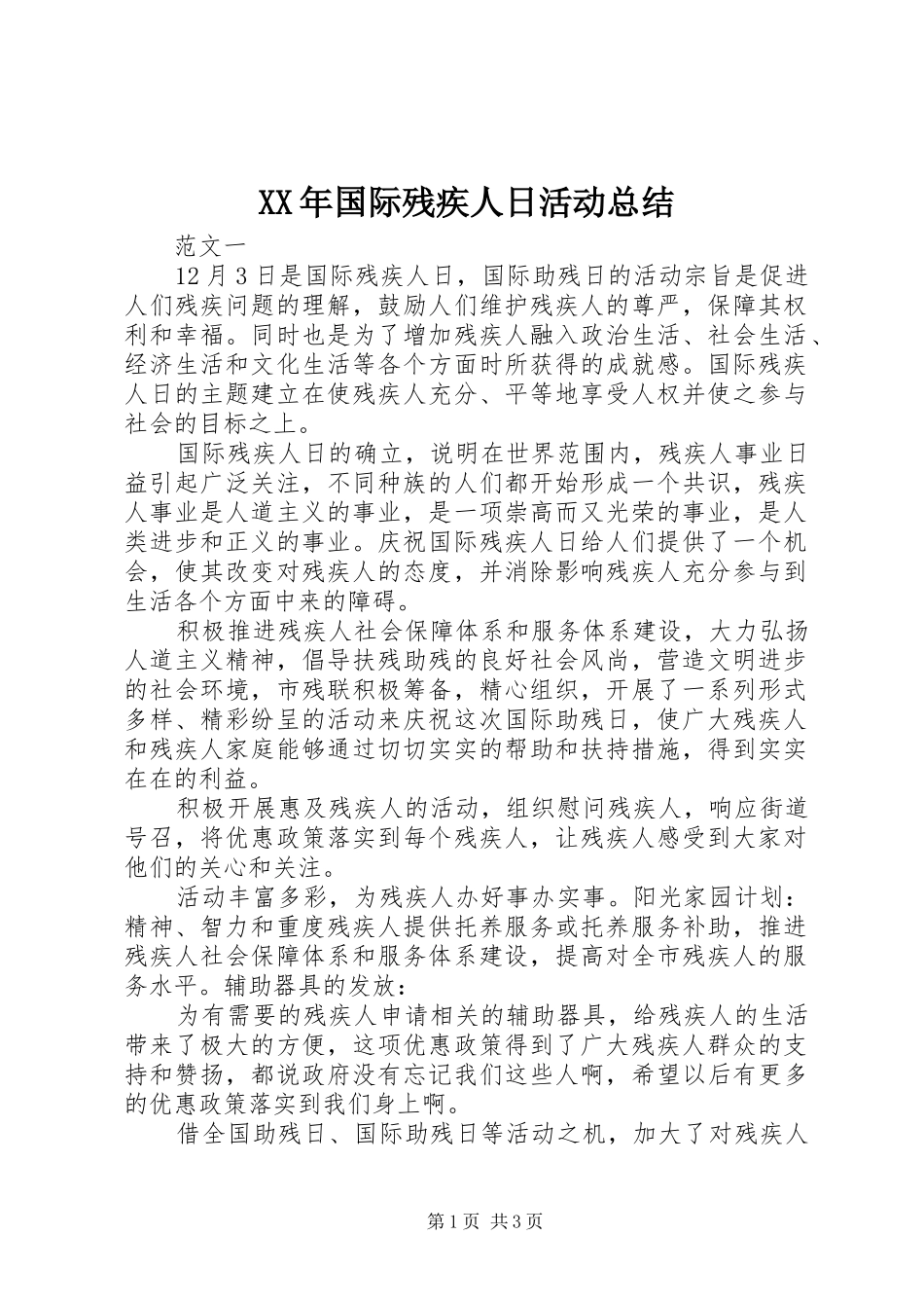 2024年国际残疾人日活动总结_第1页